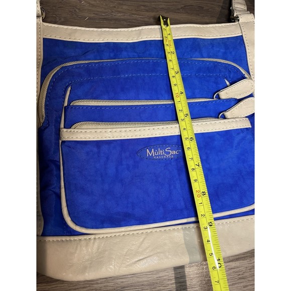 NWOT MultiSac Omega Shopper Tote Bag Purse Blue Double Handle IPAD Friendly - Picture 9 of 9